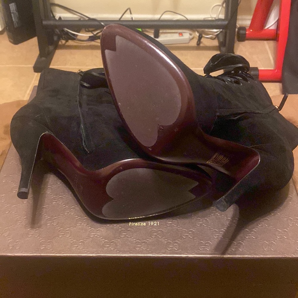 GUCCI BOOTS BLACK SUEDE 9 1/2 - Picture 4 of 6